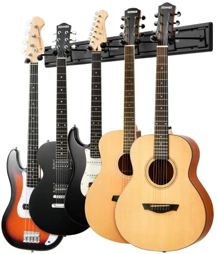 Donner Wandhalterung Gitarrenaufhänger, Basshalter E-Gitarrenständer zum Halten von 5 Gitarren und Bässe, Gitarren Rack