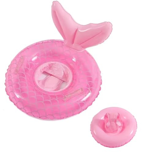 New Baby Swimming Pool Floats for Toddler Kids 8-48 Months Under 44lb, Inflatable Swim Ring Water Raft with Seat and Handle for Summer Beach Outdoor Children Infant Bath Toys (Pink Mermaid 2)