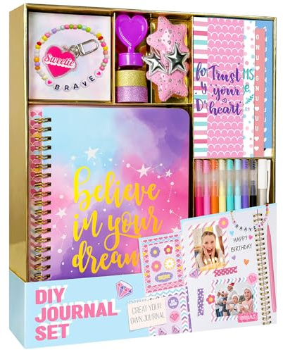 Nollh DIY Journal Kit for Girls - 200+PCS Teen Tween Girl Gifts Trendy Stuff, Stocking Stuffers, Scrapbook Supplies Stationery Set, Art Crafts Kit - Ideal Gifts for 8 9 10 11 12 13 14 Year Old Girl