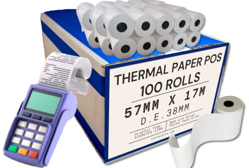 Rotoli POS 57mm x 17mt - Carta Termica - Diametro 38mm - Made in Italy (100 Rotoli)