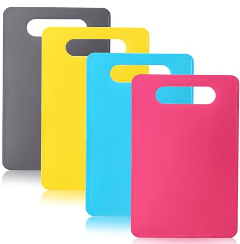 Bkinpid Tagliere flessibile, senza BPA, 4 taglieri colorati in plastica, lavabile in lavastoviglie, 29 x 19 cm, spessore 2 mm