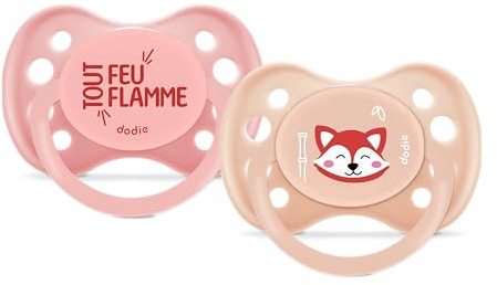 DODIE, Ciuccio Anatomico Tetine Bambino + 6 Mesi, Senza BPA, Resistente, Rosa, Bambina, Panda, Confezione da 2