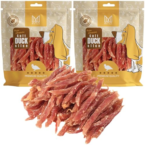 MERSJO friandises pour Chiens - 92% Haute teneur en Viande, Pas d'additifs, sans céréales ni Sucre, Friandises pour Chiens en complément Quotidien, Bandelettes de Canard Molles, 1000g