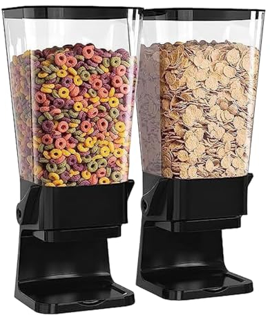 PLATINUM GOLD Müslispender - Snackspender- Cereal Dispenser, Cornflakes Spender - Müslispender glas -Perfekt für Süßigkeiten und Trockenfutter, 5,5 Liter Bonbonspender (Schwarz, 2er-Pack)