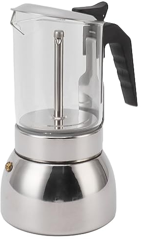 Caffettiera Portatile in Acciaio Inossidabile con Doppia Valvola, Resistente Alle Alte Temperature, Multifunzionale per la Casa, Caffetteria, Famiglia, Amici, Vetro