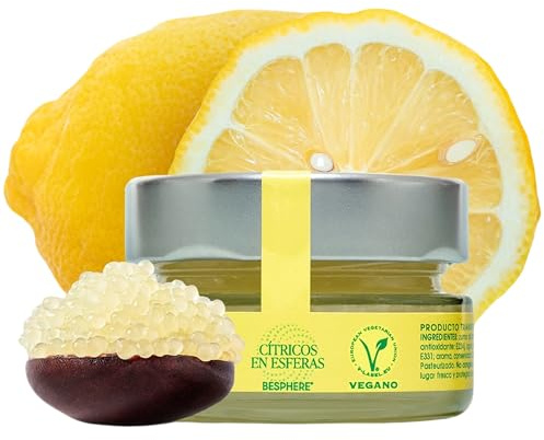 BESPHERE Deliziose sfere di limone, cibo al caviale con gusto concentrato di agrumi, migliora pesce, dessert, bevande, conservato e pastorizzato, a basso contenuto calorico, non sbiadisce, per