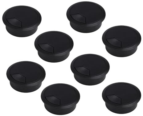 8 pasacables de 60 mm, pasacables para escritorio, pasacables para mesa, plástico, flexible, cubierta para cables, salida de cable, cubierta para mesa de escritorio, color negro