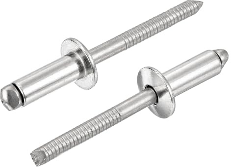 sourcing map 25Pcs 1/4x5/8 304 Stainless Steel Dome-Head Blind Rivets, Open-End Type Blind Rivets for DIY, Sheet Metal, Automotive Repairs, Furniture, Boat, and Duct Work (Silver)