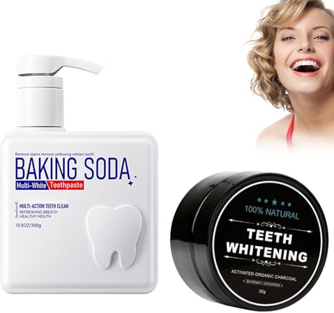 Teeth Whitening Toothpasta 300g e Polvere dentifricia, Sbiancante Rimuove le Macchie, Rimuovere il Tartaro, Sbiancante Lucentezza, per un alito fresco e denti forti, lipmask-9