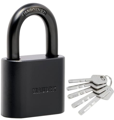 Maudex® PBK40 Padlock - All-Weather Protection with 5 Keys, Brass Cylinder, Weather-Resistant Coating for Outdoor Shed, Gate, Storage & More