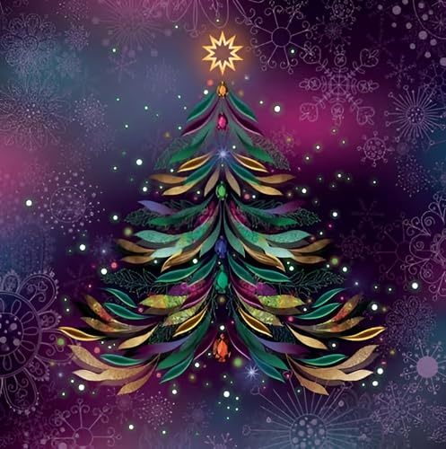 Noel Tatt Charity Christmas Cards Pack of 10 - Colourful Tree Design - Festive Christmas Cards Multipack - In Aid of UK Charities