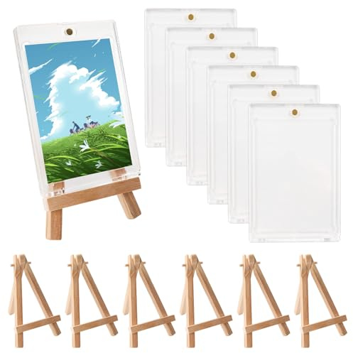 WEDAMOO 6 Pezzi Magnetic Trading Card Holder, 35PT Trasparente Carte Cornici Acriliche Magnetiche, Custodie Magnetiche per Carte da Collezione per Magic, Sport, Baseball, Football