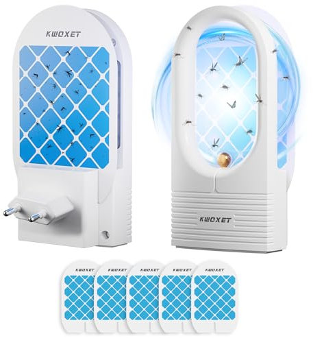 Fliegenfalle Innenbereich,5 pcs klebefalle,Elektrische fliegenfalle mit UV-Licht,Fruchtfliegenfalle,Geräuscharm mit Stecker fliegen,Geeignet für Stubenfliegen, Fluginsekten und Motten