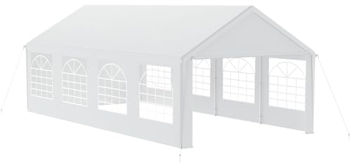 FIVMEN Pavillon Partyzelt 4x8 m mit 10 Abnehmbaren Seitenwänden Wasserdicht Stabil Winterfest Sonnenschutz Gartenpavillon Party Zelt Gartenzelt, Weiß