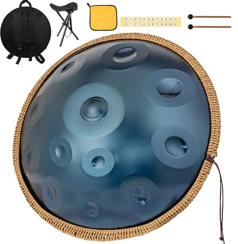 Handpan 12 Notas 440 Hz 22 Pulgadas Handpan Drum Instrument D Menor Hand pan Music Percusión Armónica que Genera una Resonancia Cómoda Ideal para Principiantes en Sanación con Sonido, Meditación