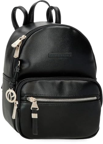 Pepe Jeans Elia Zaino Casual Realizzato in Pelle Sintetica, Bretelle larghe e regolabili che si adattano, Tasca Frontale. Joumma Bags, Nero, Taglia unica, Zaino 25