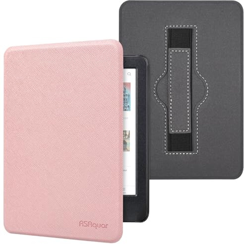 RSAquar 6 Fodral till Kobo Clara Colour | BW | 2E, Tolino Shine Colour/Shine 5/4 med handrem - Tunt Skyddshölje med Automatisk Viloläge/Väckning - Rosenguld | 6 tum, inklusive rem, väckningsfunktion och automatisk vila, roséguld
