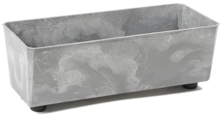 LAMELA Jardinière Rectangulaire avec Pieds Élégants – Bac À Fleurs Gris Aspect Béton en Plastique Robuste 37 x 17 cm, 6L – Résistant Aux Intempéries & Facile À Entretenir – pour Intérieur & Extérieur