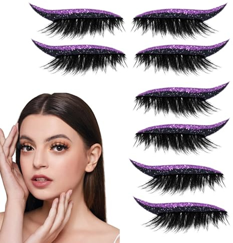Ciglia Finte - 4 Paia Impermeabili Ciglia Finte Adesivi | Adesivi Impermeabili Per Trucco Bellezza Con Brillantini Effetto Eyeliner Per Donne Ragazze Principianti Uso Quotidiano