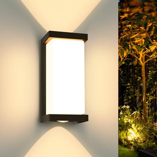 YindaLux 36W LED Lampe d'extérieur Murale, IP65 étanche 3900LM Applique Murale Intérieur/Extérieur, 3000K Blanc Chaud Lampe d'extérieur Moderne, Aluminium Applique Murale pour Terrasse, Entrée, Noir