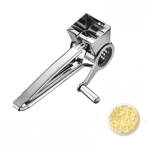 Manual Rotary Cheese Grater Stainless Steel Parmesan Grater, Hand Crank Cheese Graters, Cheese Shredder Slicer Handheld for Hard Cheese Chocolate Nuts Kitchen Parmesan