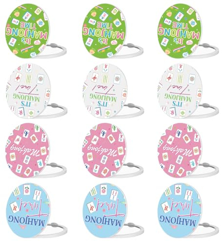 Roowest 12 Pcs Mahjong Themed Compact Mirror Bulk for Purse Folding Mini Pocket Double Sided Mirror for Women Mahjong Party Favors Trave Gift