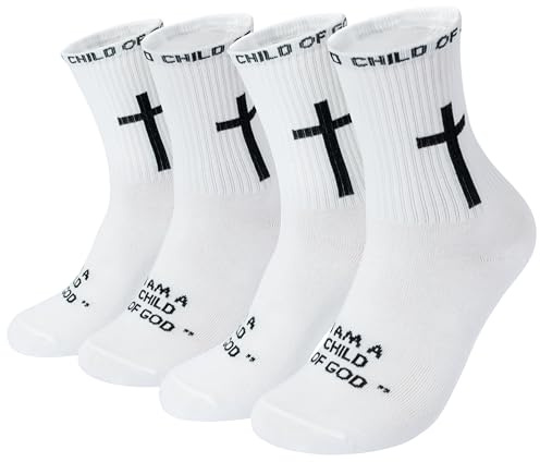 R HORSE Christian Religious Sock - 2 Pair Child of God Themed Anti Slip Soccer Sock for Man Woman Teen Bible Verse Themed Athletic Running Training Supplies Easter Basket Stuffer Birthday Sport Gift