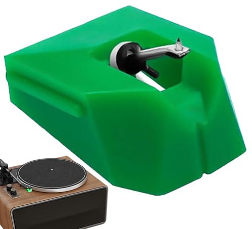 Ljudnål – 0,8 x 7 x 1,1 cm grön oval skivspelare nålersättning | patronram med ABS-spets och aluminiumstång | retro-ljudtillbehör | DJ-skivspelarkomponent
