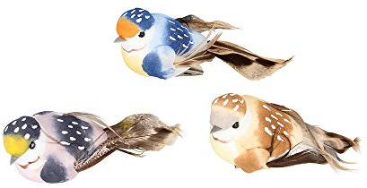 Artémio - Pájaro Decorativo sobre Pinza (10 x 4,5 x 4 cm, 3 Unidades), Multicolor