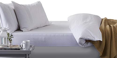 Hippychick Cotton Fitted Mattress Protector, 100 Percent Waterproof, Anti Allergy, Machine Washable, Pure Brushed Cotton, White, 140 x 190 cm, Fits Double Bed