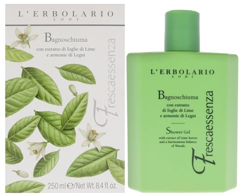 L'Erbolario Shower Gel β Toning Body Soap with Plant Extracts and Vitamin E β Energizing Body Wash with Woody, Citrus Scent - Frescaessenza - 8.4 oz