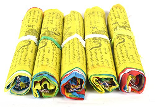 Tibetan Buddhist Fluttering Cotton Prayer Flags (Lungta) Mantras And 5 designs Features FH-FLAG-1042(P5)
