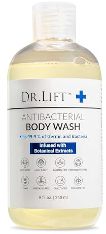 DR. LIFT Antibacterial Body Wash, Refreshing Scent, Hydrating Shower or Bath Cleanser With Citric Acid, Spirulina, and Lemon, Clean Moisturizing Formula, Vegan, Paraben and Phthalate Free, 8 Fl Oz