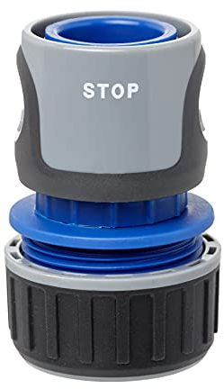 Tatay Connecteur rapide STOP Premium pour tuyaux d'arrosage 3/4 (19mm), Connecteur au raccord Universel, Protection solaire, Installation facile, Gris - Noir