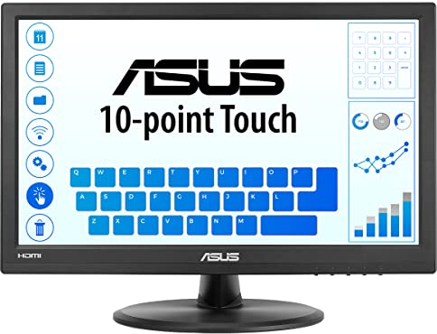 ASUS VT168HR - 15,6 Zoll HD Touch Monitor - 10 Punkt Multi-Touch, Flimmerfrei, Blaulichtfilter, 60 Hz, 16:9 TN Panel, 1366x768 - HDMI, D-Sub, Vesa 75x75