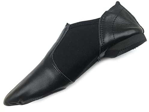 ISMUN Jazz Shoes Slip On Real Leather Dance Shoes for Girls and Women, Split Sole with Neoprene in Center for Modern and Contemporary Performance