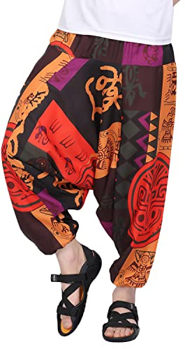 Whitewhale Men's Cotton Solid Harem Pants Yoga Trousers Hippie Pant Purple
