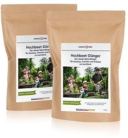 HANSE PRO Hochbeet-Dünger, 2 x 2,5 kg I organischer Natur-Dünger I optimal für Kräuter, Obst, Frucht, Tomaten und Gemüse I mit Langzeitwirkung I für ein gesundes Wachstum