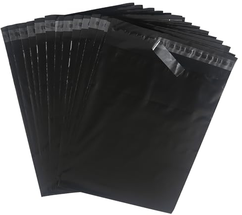 HVDHYY Poly-Versandtasche Versandumschläge Postbeutel für Verpackung Versandtaschen Versandbeutel Plastik Versandtüten Selbstklebend und Blickdicht für Kleidung und Textilien Schwarz 28cm*42cm 30pcs
