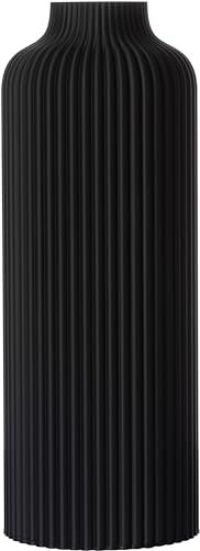 3D Vase Dekovase Anouk XL 38cm Bodenvase Schwarz Deko Vase Pampasgras Trockenblumen