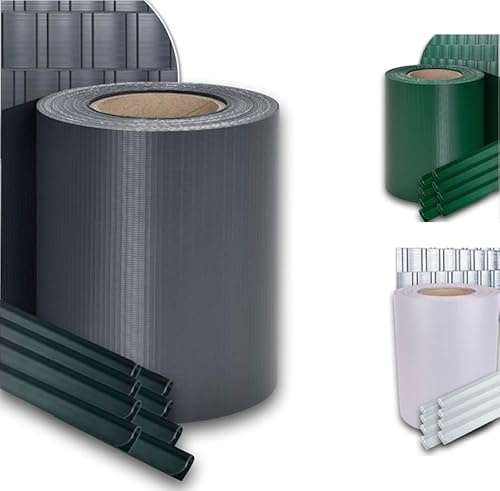 Enjoy Quality Premium – 450 g/kvm insynsskyddsremsor/staketfolie 35 x 19 cm, inklusive fästklämmor, stångmatta, staket, vindskydd/väderbeständig insynsskydd, anti-blekning (mossgrön) (4, antracit)