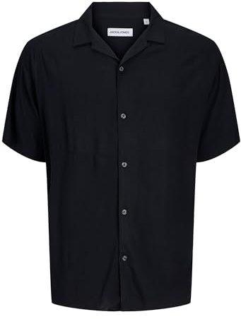 JACK & JONES Jjejeff Solid Resort S/S Sn Pls Chemise à Manches Courtes pour Homme, Noir, 3XL Grande Taille