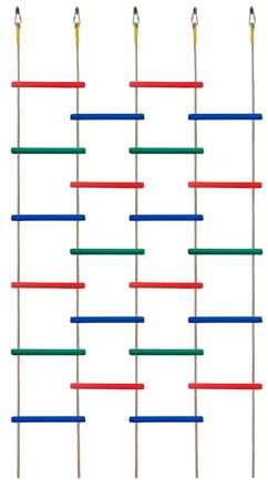 Innovative Rainbow Kids' Wooden Rope Ladder - 3/4/5-Group Connectivity, 14-Inch Wide, Ideal Ninja Warrior Accessory for Tree, Swing & Play (Set3: 4-Interlinked Colorful Ladders)