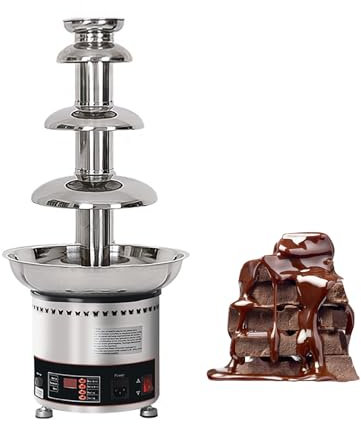 KELUNIS Fuente De Chocolate EléCtrica De Acero Inoxidable Fuente De Fondue De Chocolate Temperatura Regulable para Banquetes Y Reuniones Familiares,4 Layers