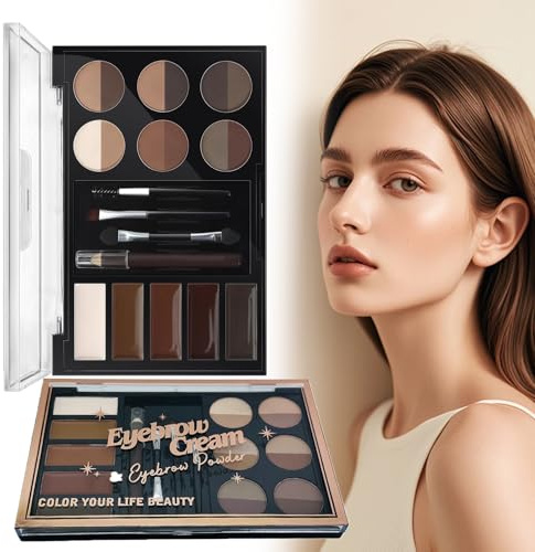 Set de Polvos para las Cejas Eyebrow Powder Kit, Paleta de polvos para cejas Polvo de Ceja Color para Cejas de Larga Duración y Impermeable, Maquillaje De Ojos Waterproof De Larga Duración