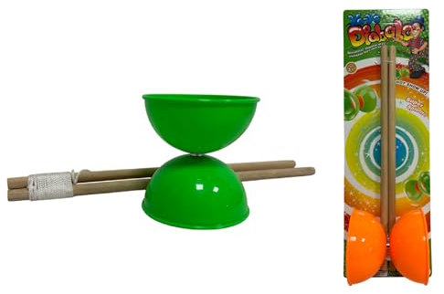 Diabolo Spiel für Kinder Jugendliche und Erwachsene Spiel Diabolo Jonglierung mit Stäbchen aus Holz 30 cm Set Jonglieren Diabolo mit Stäbchen