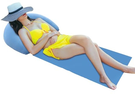 Beach Mat with Inflatable Pillow, Outdoor Sun Lounger Portable Sleeping Mat Sandproof Pad Beach Chair for Outdoor Backpacking, Camping, Hiking, 160x70cm
