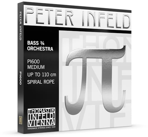 Peter Infeld Double Bass Strings Set, Bass 3/4, Includes G, D, A1, E1 - Chrome Windings, Spiral Rope Core, Usable from 103cm Up to 110 cm - Easy to Bow, Plenty of Growl and Sustain, Easy to Control