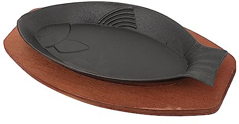 iplusmile Sartén Para Asar Pescado y Carne 30,5x13,5 Cm De Hierro Fundido Antideslizante Para Barbacoa y Cocina Casa Bandeja Reutilizable Para 8 Porciones