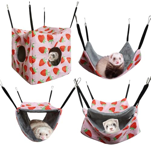 mivceklw Hamac pour petit animal, confortable pour furet – Accessoires de cage pour animaux de compagnie, lit de couchage antidérapant pour petits animaux pour hamsters, écureuils, chinchillas